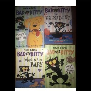Kids book LOT of 4 Softcover Bad Kitty books‎ by Nick Bruel. Excellent Condition